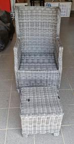 Verstelbare tuinstoel met voetenbankje, Tuin en Terras, Tuinstoelen, Ophalen, Zo goed als nieuw, Wicker, Verstelbaar