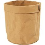 Faux Leather paper lichtbruin opslagzak Ø 11 cm, hoog 12 cm, Materiaal, ., Nieuw, Ophalen of Verzenden