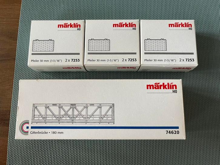 Märklin 74620 + 6x 7253, Hobby en Vrije tijd, Modeltreinen | H0, Gebruikt, Brug, Tunnel of Gebouw, Märklin, Ophalen of Verzenden