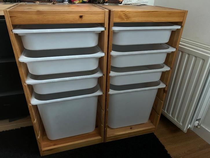 2 x Trofast grenen kast speelgoed opberg hobby met bakken, Kinderen en Baby's, Kinderkamer | Commodes en Kasten, Gebruikt, 90 tot 105 cm