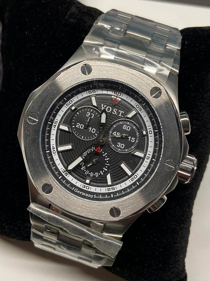 VOST Germany Chronograph Horloge, Sieraden, Tassen en Uiterlijk, Sporthorloges, Nieuw, iOS, Grijs, Waterdicht, Ophalen of Verzenden