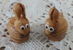 2 super kleine schattige houten konijntjes, PASEN, Verzamelen, Gebruikt, Ophalen of Verzenden, Dier
