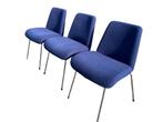 3x Kartell design stoel Moorea,Vico Magistretti,chroom,blauw, Huis en Inrichting, Stoelen, Italian vintage design, Gebruikt, Drie