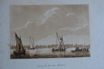 GORCUM Gravure MAAS schepen Ferry Anno 1780 Aquatint GU6 beschikbaar voor biedingen