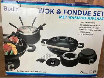 bodin wok & fondue set met warmhoudplaat beschikbaar voor biedingen