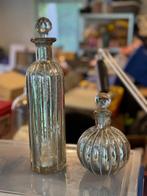 Zilveren fles en potje met dop, Antiek en Kunst, Antiek | Glas en Kristal, Ophalen of Verzenden