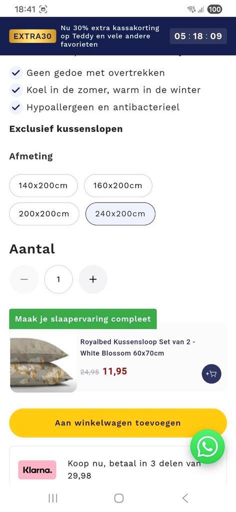 Zelesta dekbed, Huis en Inrichting, Slaapkamer | Beddengoed, Zo goed als nieuw, Deken of Dekbed, Tweepersoons, Overige kleuren