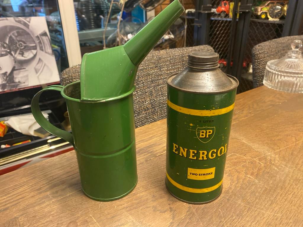 Vintage BP Energol Oliekan en Maatbeker, Ophalen of Verzenden