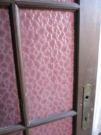 200h x 65br Smalle antieke paneeldeur met paarsroze glas, Huis en Inrichting, Woonaccessoires | Overige, Ophalen