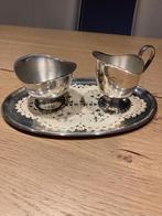 Verzilverde melk en suiker set., Antiek en Kunst, Ophalen, Zilver