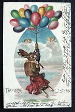 Engeltjes zien paashazin vliegen met ballonnen, 1905, relief, Verzamelen, Ansichtkaarten | Dieren, Verzenden, Voor 1920, Gelopen