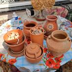 Terra cotta potten, Tuin en Terras, Bloempotten, Ophalen, Rond, Zo goed als nieuw, Minder dan 25 cm