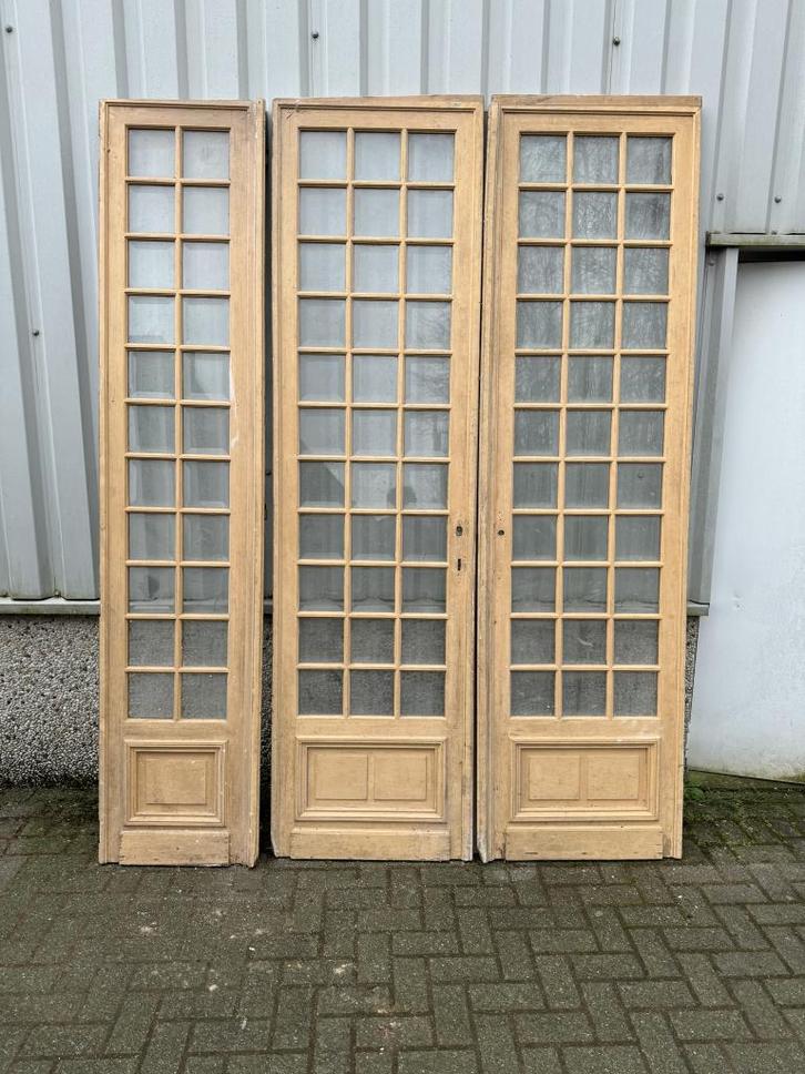 Prachtig antiek drieluik of ensuitedeuren uit 1890, Doe-het-zelf en Verbouw, Deuren en Horren, Gebruikt, Binnendeur, 215 cm of meer