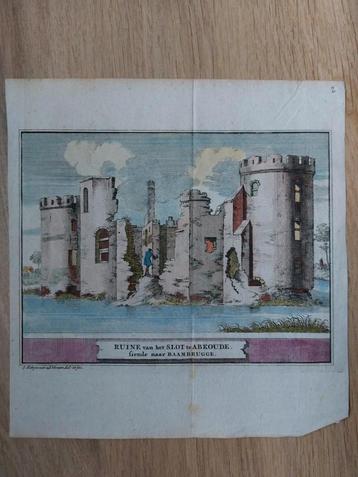 2 / Slot van Abcoude  Originele gekleurde gravure uit 1736 beschikbaar voor biedingen