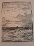 Litho Zeegezicht met Zeilboten van Mesdag, Antiek en Kunst, Kunst | Etsen en Gravures, Ophalen of Verzenden