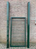 Dubbelstaaf toegangspoort incl. palen en slot groen, Tuin en Terras, Ophalen, Met poort, Gebruikt, Dubbelstaafmat hekwerk