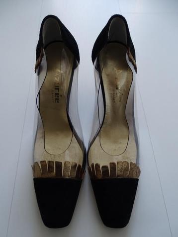 Azuree Cannes design pumps hakken zwart goud leer 35,5 35 36 beschikbaar voor biedingen