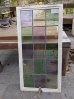 Prachtig glas in lood raam, ijzeren kozijn, 45x90, Doe-het-zelf en Verbouw, Glas en Ramen, Ophalen, Gevelraam of Ruit, Gebruikt