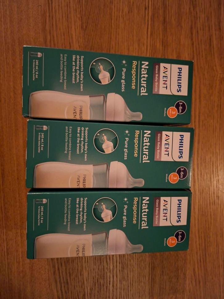 Philips Avent Glazen Fles Natural Response (3 stuks), Kinderen en Baby's, Babyvoeding en Toebehoren, Nieuw, Overige typen, Ophalen of Verzenden