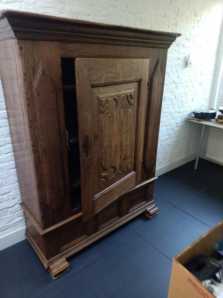 Antieke eiken kast – ca. 1850, massief eikenhout, Antiek en Kunst, Antiek | Meubels | Kasten, Ophalen