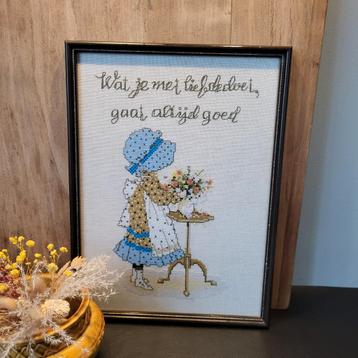 Holly Hobbie Borduurwerk Schilderijtje vintage  beschikbaar voor biedingen