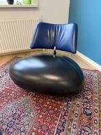 Leolux Palone – designfauteuil zwart-blauw, Huis en Inrichting, Fauteuils, Ophalen, Zo goed als nieuw, 75 tot 100 cm, Leer