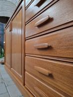Deens Design Teak Houten Dressoir | Vintage Kast Lowboard, Huis en Inrichting, Kasten | Dressoirs, Gebruikt, 100 tot 150 cm, Metaal