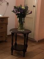 Antieke houten bijzettafel, Minder dan 55 cm, Gebruikt, Rond, Hout