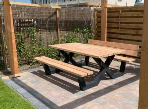 Picknicktafels met stalen poten. (Nieuw), Tuin en Terras, Picknicktafels, Nieuw, Rechthoekig, Staal, Ophalen of Verzenden