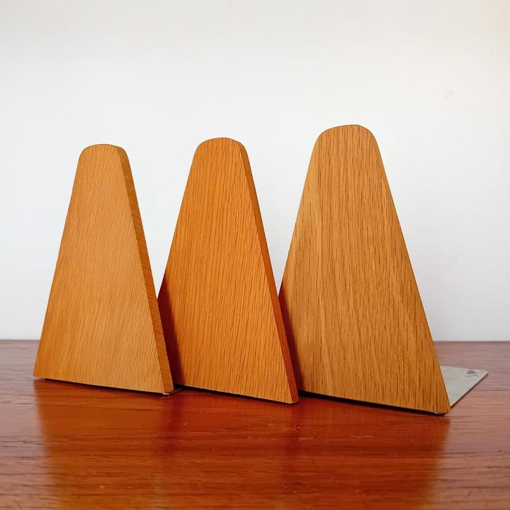 Deense Teak Boekensteunen Mid Century vintage - Set van 3, Huis en Inrichting, Woonaccessoires | Overige, Gebruikt, Ophalen of Verzenden