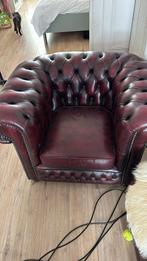 Chesterfield bank, original English Vintage in bordeaux, Huis en Inrichting, Ophalen, Gebruikt, Eenpersoons, Chesterfield