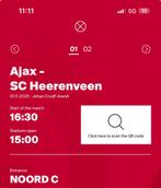 2x Ajax - Heerenveen | Box: 416 | Rij 9, Tickets en Kaartjes, Sport | Voetbal, Twee personen, November