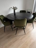 Zwarte mangohouten eettafel met 4 stoelen, Huis en Inrichting, Tafels | Eettafels, Ophalen, Zo goed als nieuw