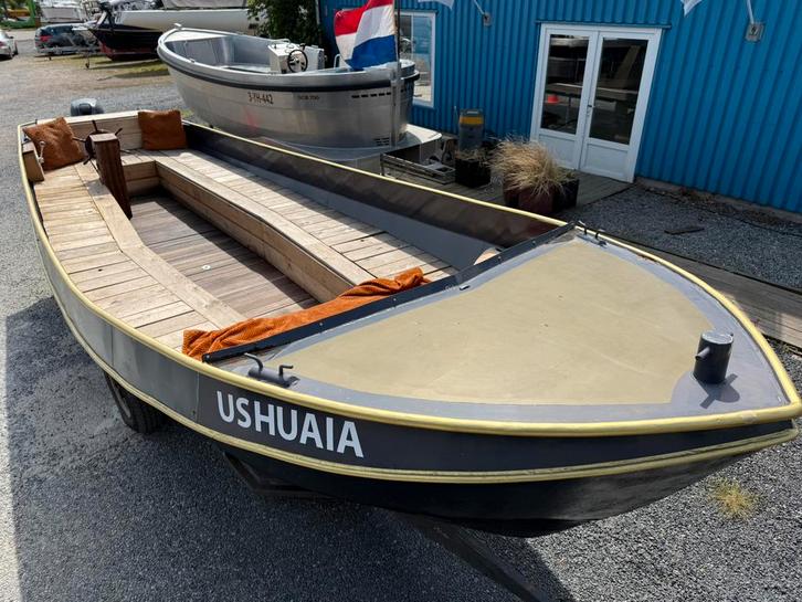 Stalen sloep, Watersport en Boten, Sloepen, Gebruikt, 10 tot 30 pk, 6 meter of meer, Buitenboordmotor, Benzine, Staal, Ophalen