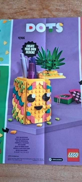 41906 Compleet Lego Dots set ananas pennenbak, Kinderen en Baby's, Speelgoed | Duplo en Lego, Zo goed als nieuw, Ophalen of Verzenden