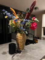 Kunstzijden bloemen inclusief gouden vaas, Huis en Inrichting, Ophalen, Zo goed als nieuw