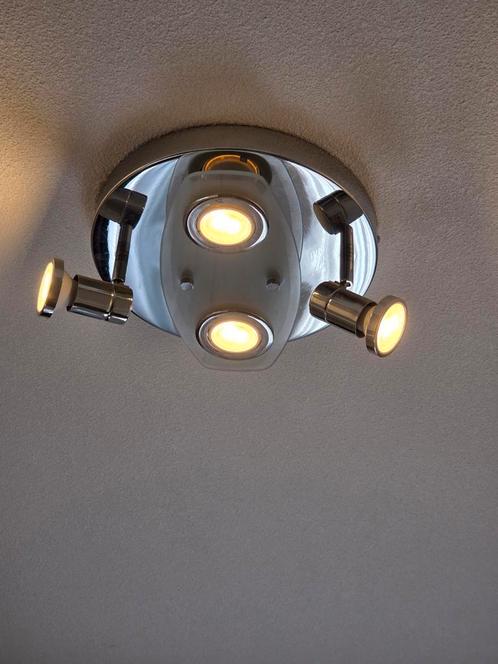 Plafondlampen Zilverkleurig LED - 2 stuks, Huis en Inrichting, Lampen | Plafondlampen, Zo goed als nieuw, Glas, Metaal, Ophalen of Verzenden