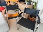 2x cantilever stoelen (leer) – Bauhaus stijl made in Italy, Huis en Inrichting, Stoelen, Ophalen, Gebruikt, Zwart, Leer