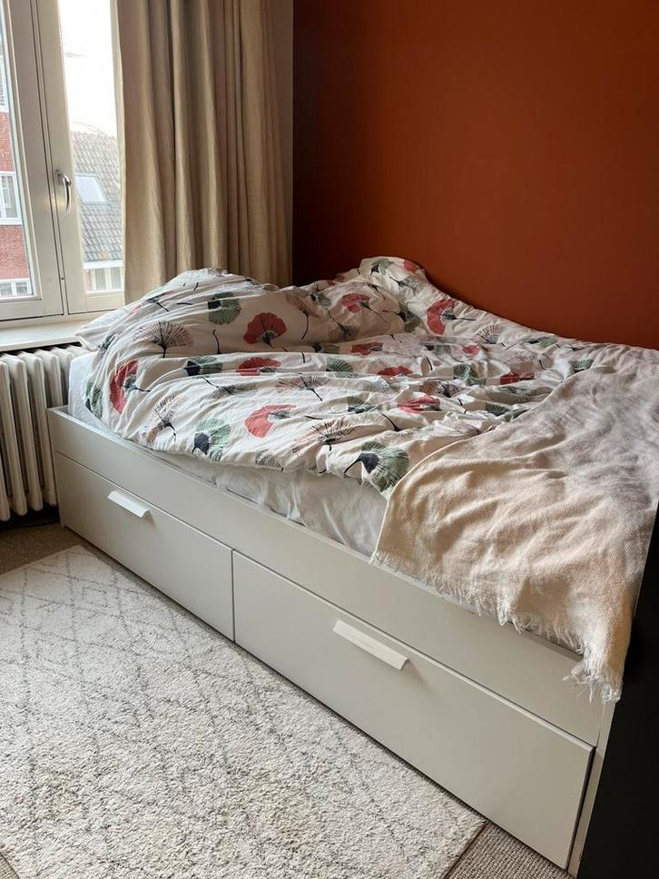 IKEA Brimnes bed 140x200 INCL MATRAS EN LATTENBODEM, Huis en Inrichting, Slaapkamer | Bedden, Gebruikt, Tweepersoons, 140 cm, 200 cm