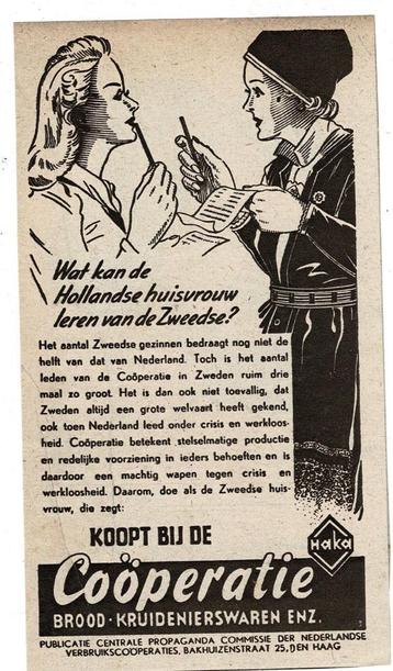 2 COÓPERATIE HAKA Advertenties Brood -Kruidenierswaren 1947 beschikbaar voor biedingen