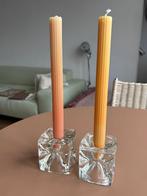 vintage, 60-ties kristallen kaarsenhouders, 2 stuks, Overige materialen, Overige kleuren, Ophalen of Verzenden, Zo goed als nieuw