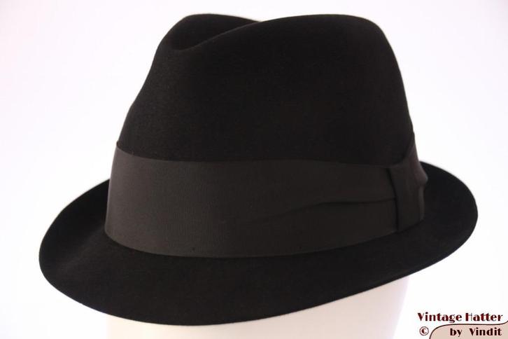Vintage Trilby gleufhoed Stetson zwart 56 gratis verzenden, Kleding | Heren, Hoeden en Petten, Zo goed als nieuw, Hoed, 57 cm (M, 7⅛ inch) of minder