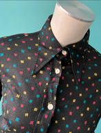 Vintage jaren 70 blouse n zwart met blokje maat 36, Zwart, Ophalen of Verzenden, Vintage, Maat 36 (S)