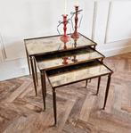 Vintage Nesttafels Spiegelblad Messing, 45 tot 60 cm, Minder dan 55 cm, Metaal of Aluminium, Vintage