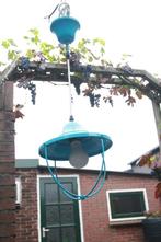 Retro Blauwe Hanglamp, Gebruikt, Ophalen of Verzenden, Metaal, Minder dan 50 cm