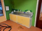 Zinken wasbak met 4 kranen, Huis en Inrichting, Keuken | Complete keukens, Ophalen, Gebruikt, Geel, Overige typen
