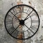 Nieuw Stoer Zwart Metalen Wandklok 57cm x 6cm, Ophalen of Verzenden, Nieuw, Wandklok