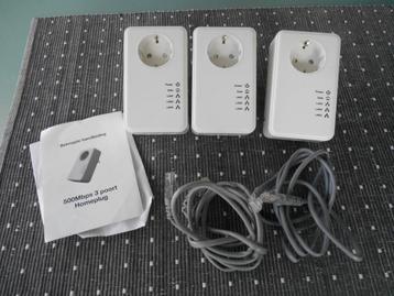 3x 500Mbps homeplug powerline adapter