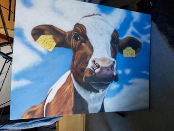 schilderij van koe. stijl: clara bastian beschikbaar voor biedingen