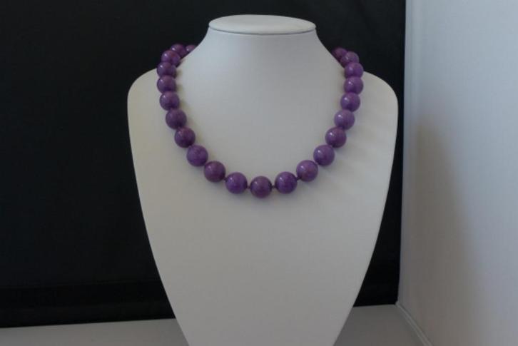 AMETHIST-PHOSPHOSIDERITE ketting/oorhanger-set, Sieraden, Tassen en Uiterlijk, Kettingen, Nieuw, Zilver, Paars, Met edelsteen